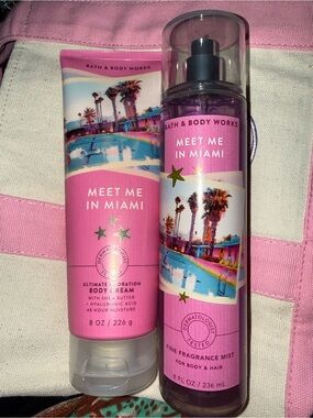 Brand new meet me in Miami body cream and fragrance mist set